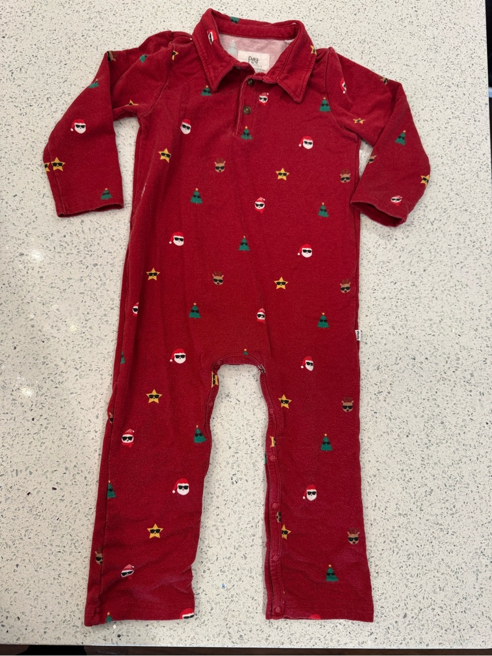Little Sleepies Red Holiday Print One-Piece Bodysuit